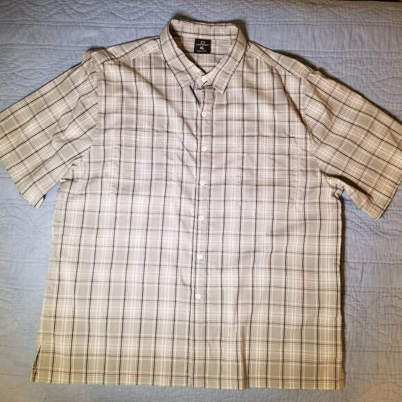 ScotteVest Docksider Shirt for Men Short Sleeve Plaid Button Down 7 Pockets - Picture 1 of 9